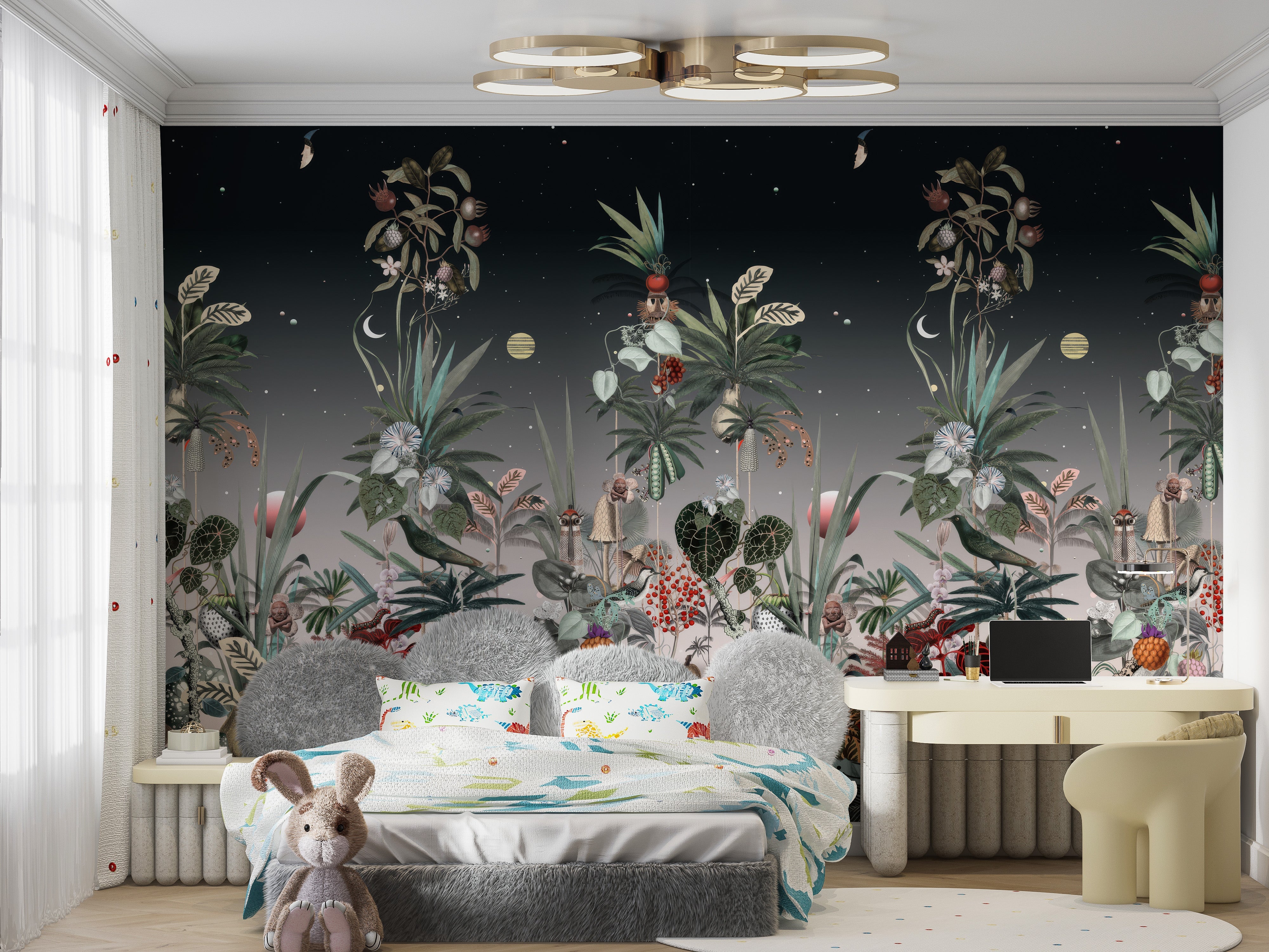 Midnight Botanic Wall Mural - Giffywalls