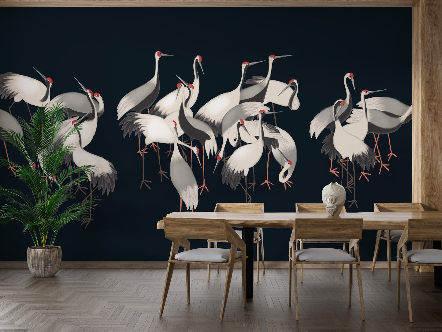 White Cranes Wall Mural - Giffywalls