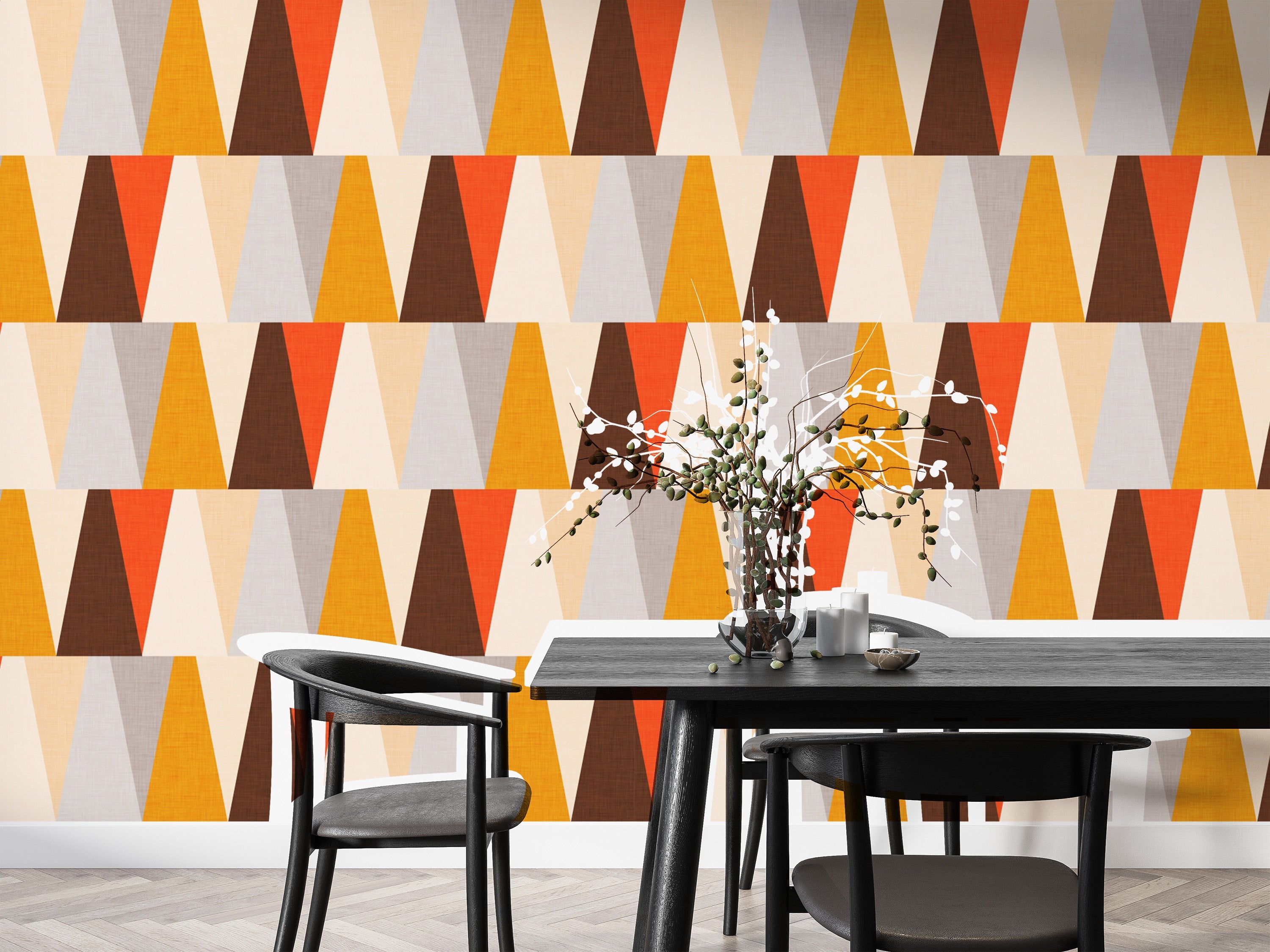 Trendy geometric wallpaper with triangle motifs
