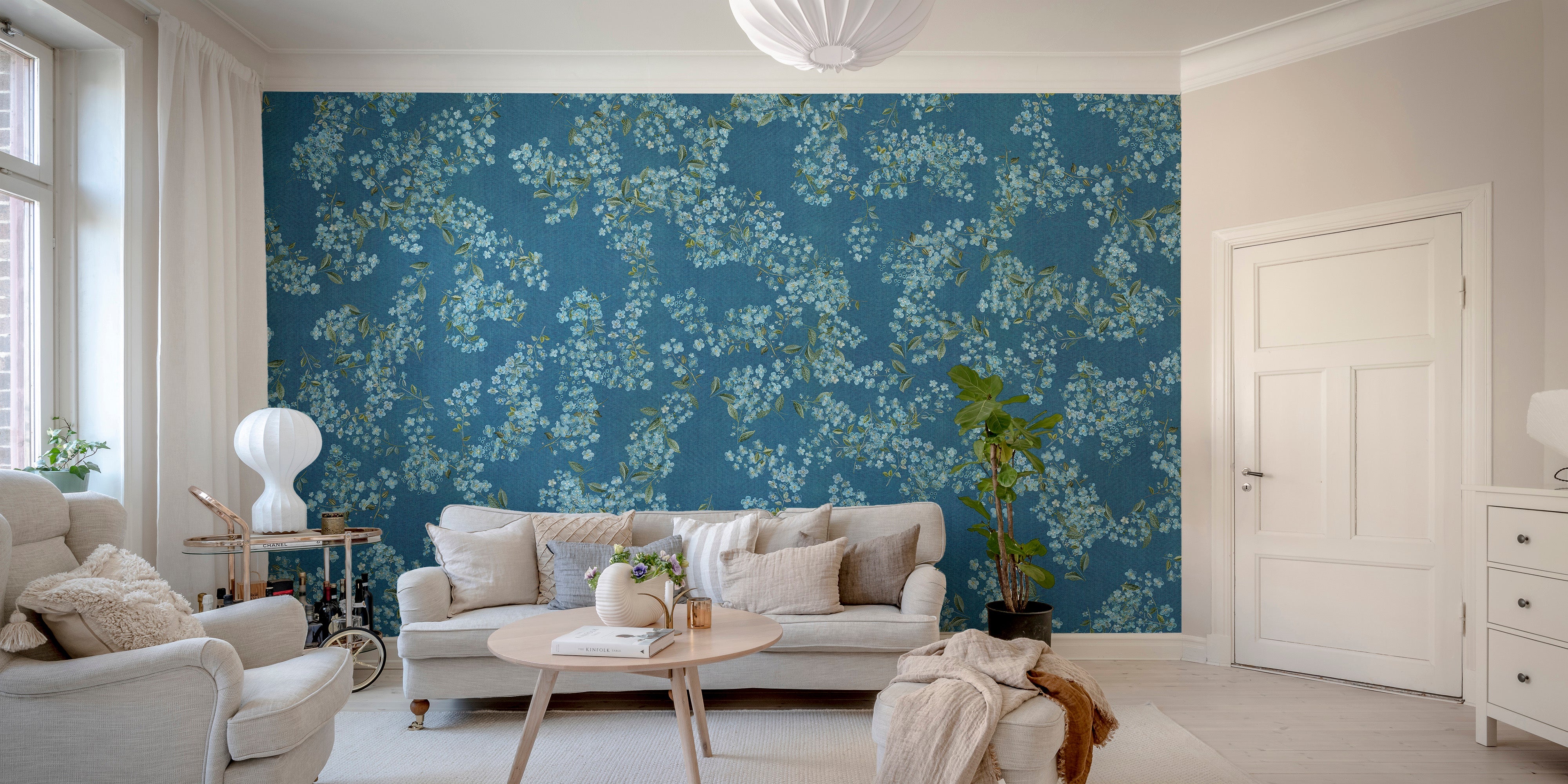 Blue Floral Peel and Stick Wallpaper - Giffywalls