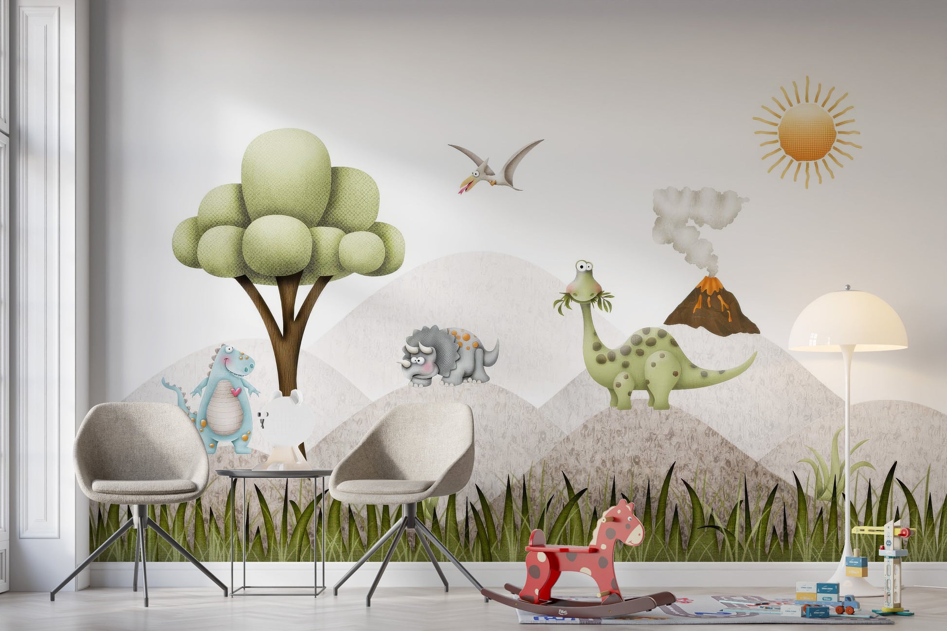 Tiny Saurus wallpaper for adventurous kids rooms