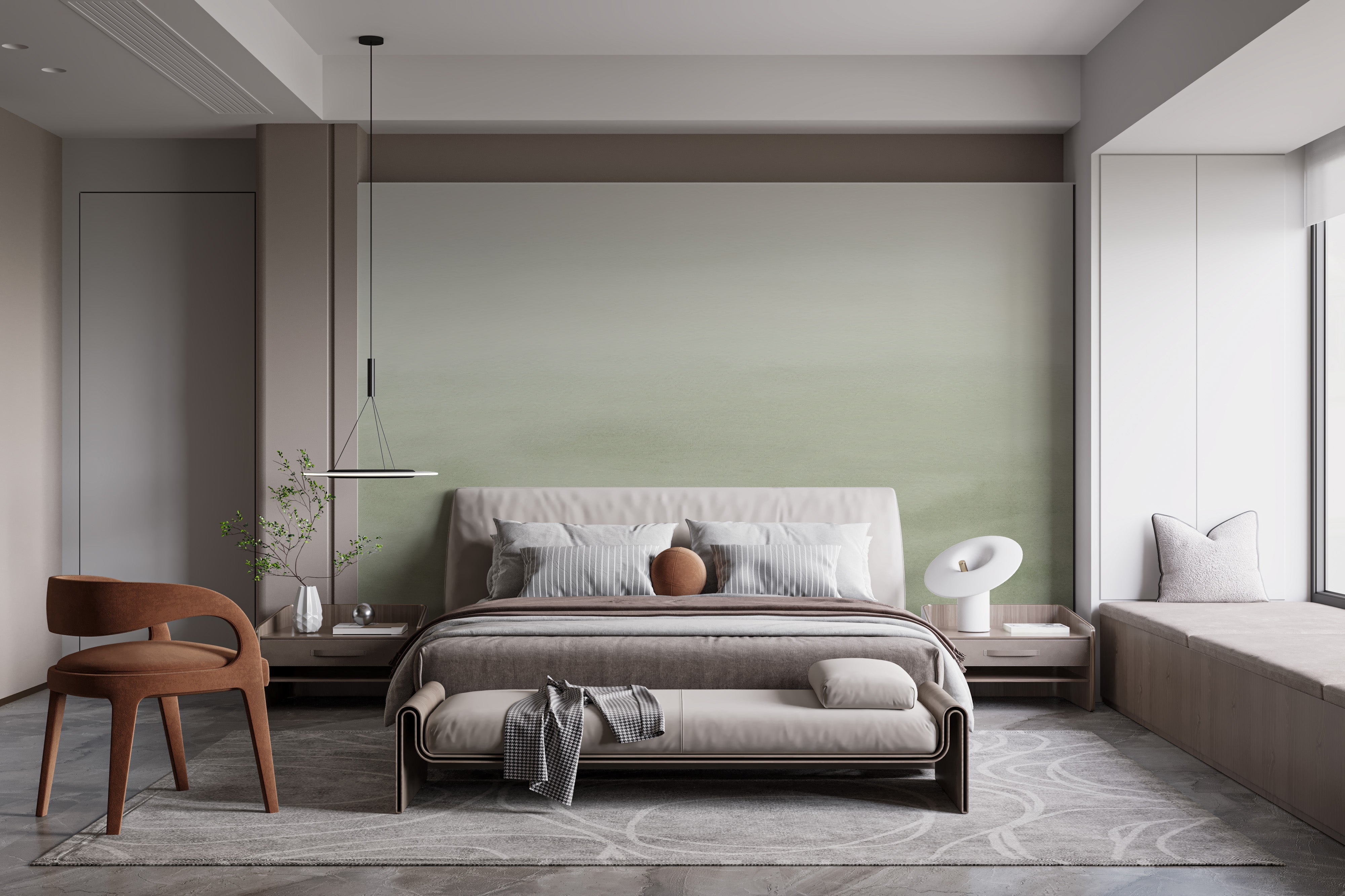 Serene Green Watercolor Mural Wallpaper