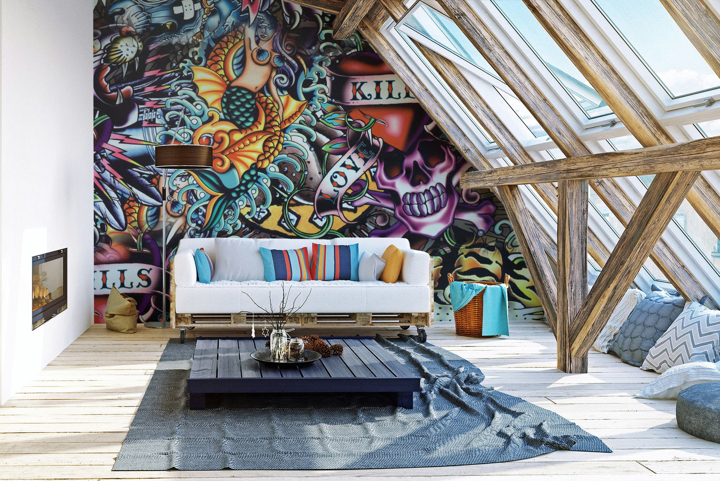 Vibrant Tattoo Style Graffiti Wall Mural - Giffywalls