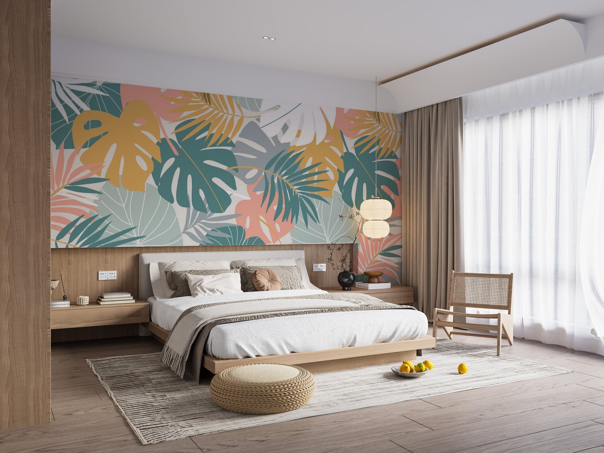 Tropical Colorful Leaves Wallpaper Mural - Giffywalls