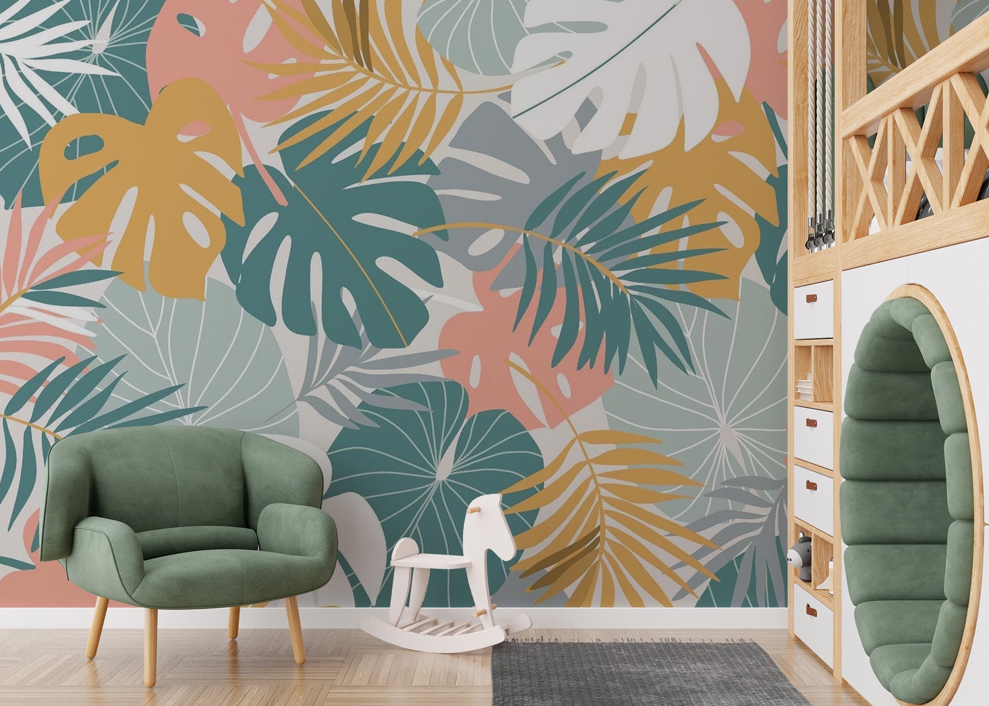 Tropical Colorful Leaves Wallpaper Mural - Giffywalls