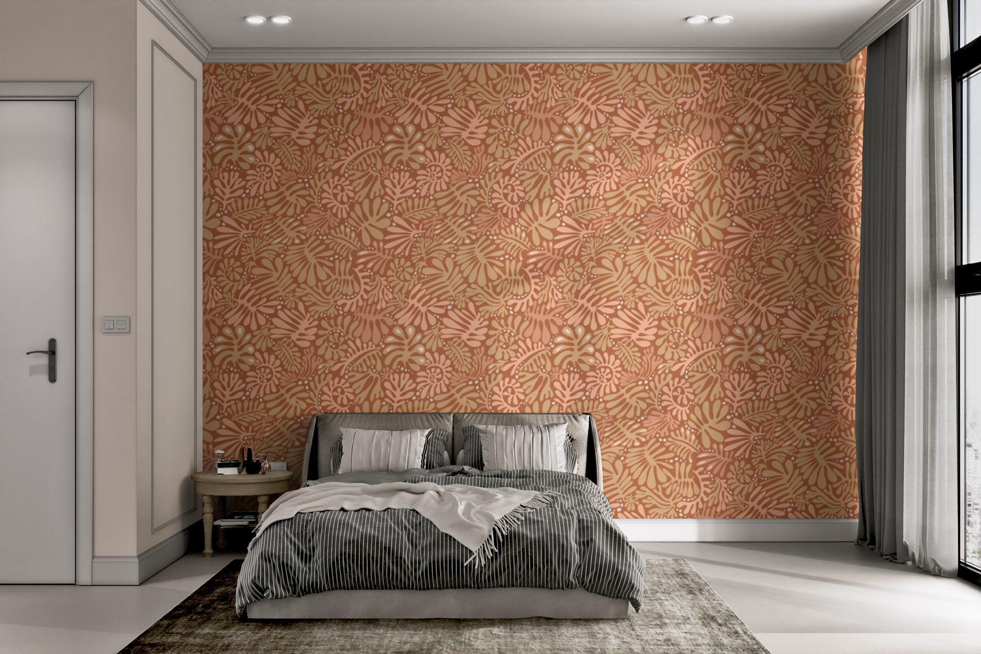 Easy-to-apply rustic Matisse leaf wallpaper