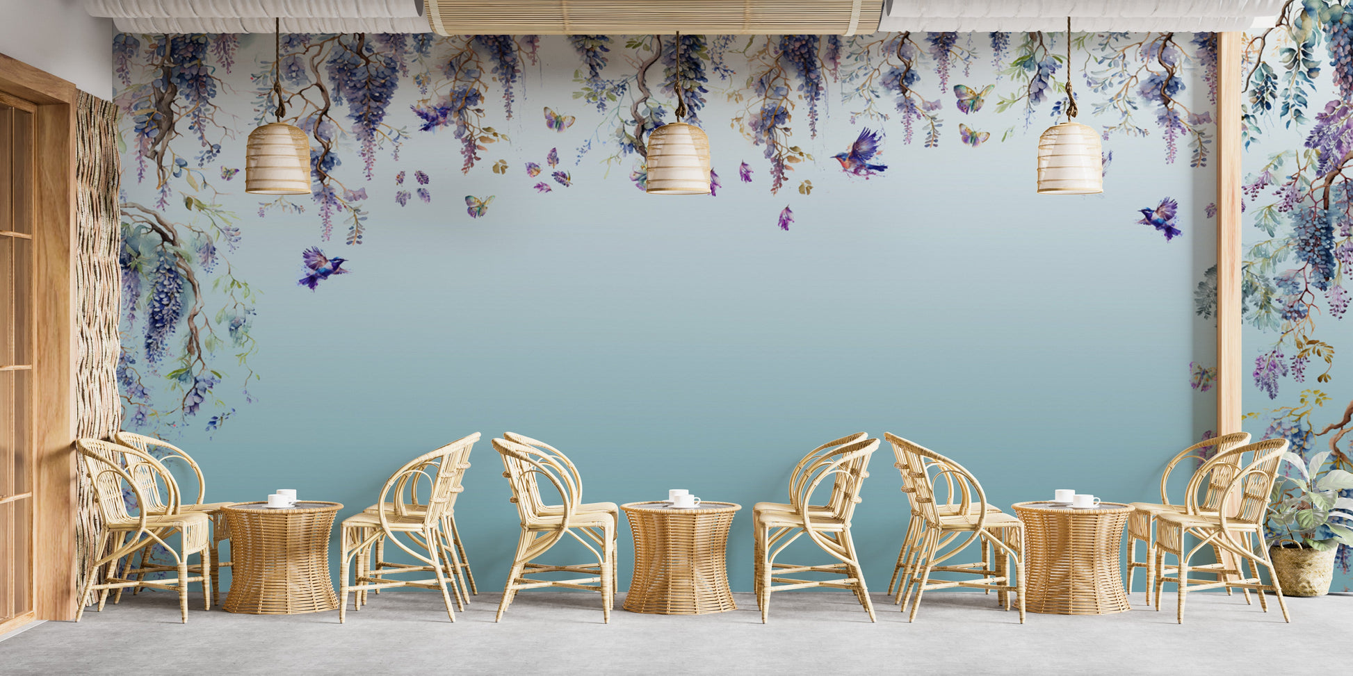 Wisteria Romance Blue Wallpaper Murals - Giffywalls