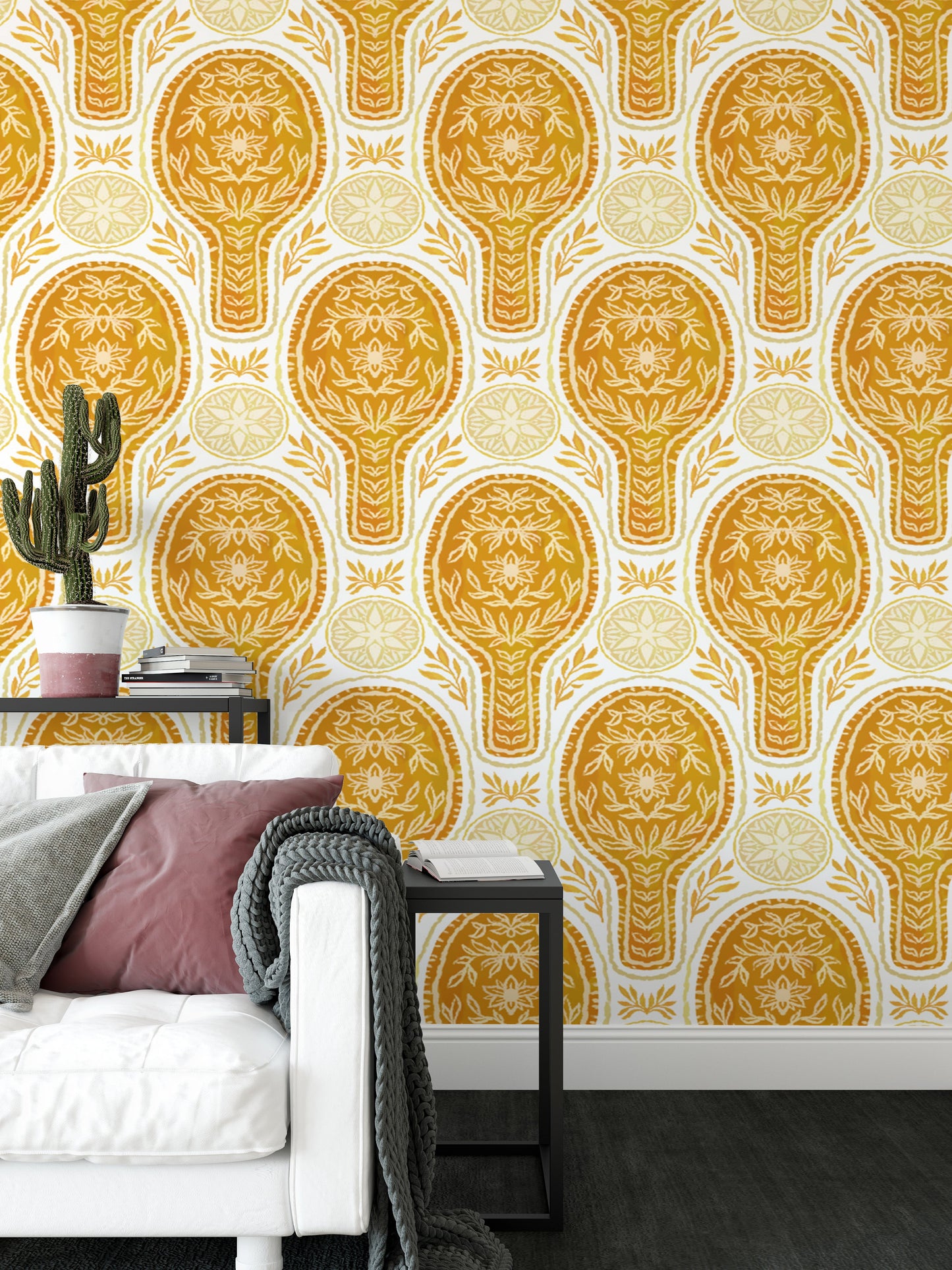 Floral Rockets Golden Yellow Wallpaper - Giffywalls