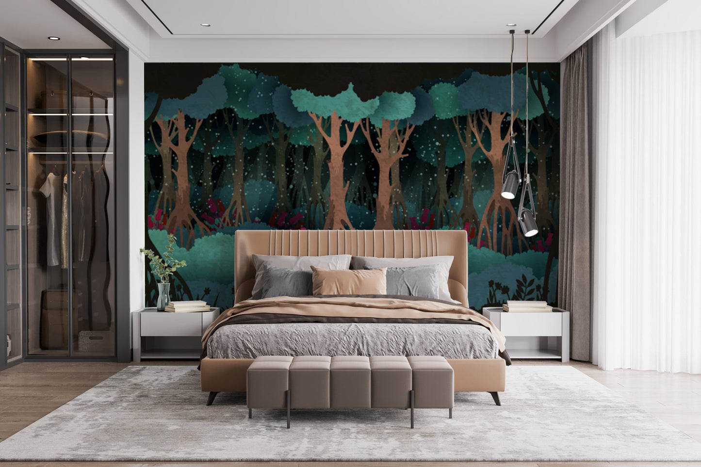 Green Watercolor Fairytale Forest Wallpaper Murals - Giffywalls