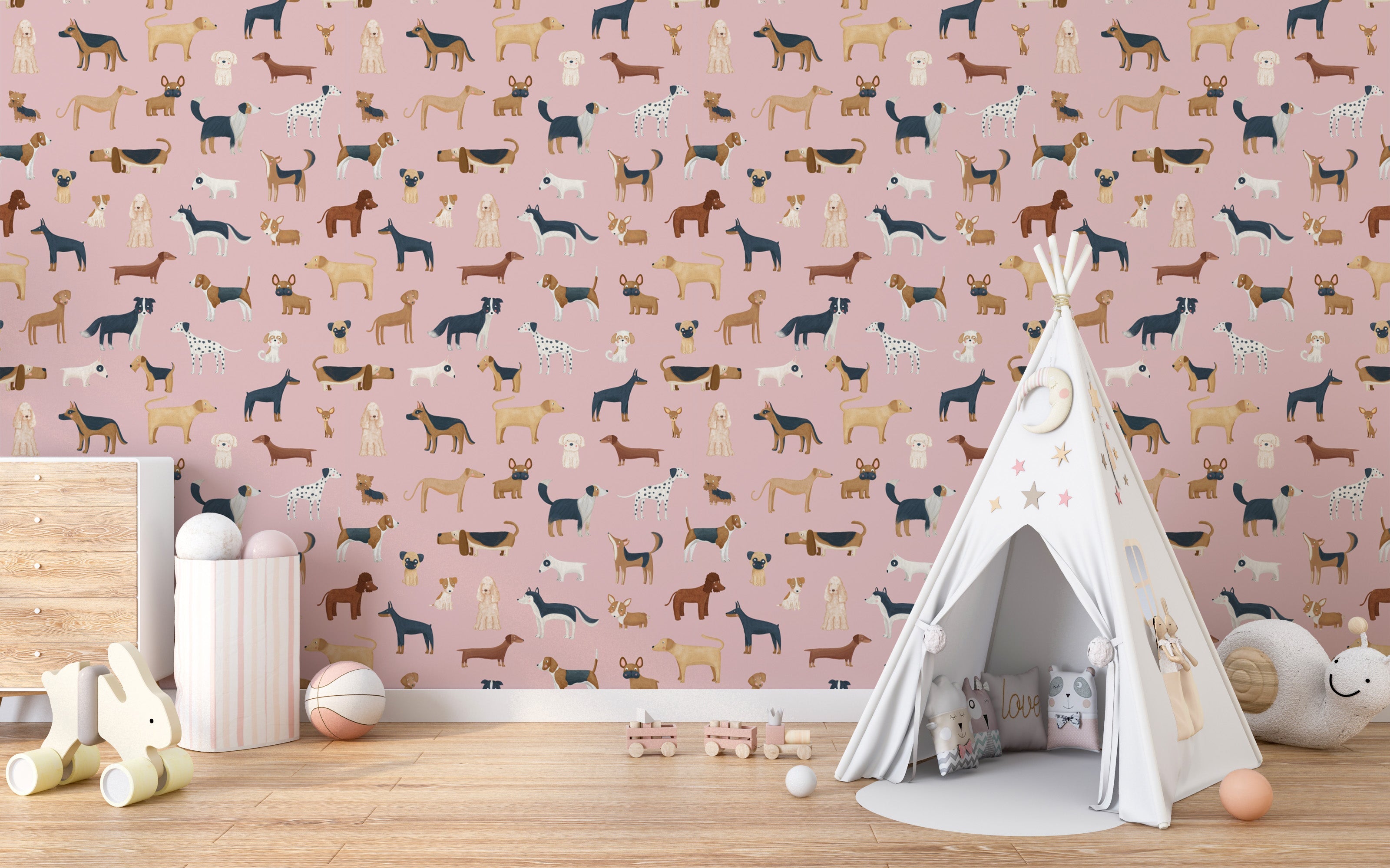 Canine-inspired wallpaper for nurseries
