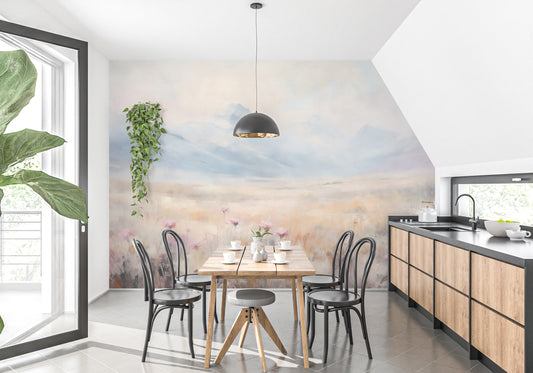 Watercolor California spring wallpaper murals for a fresh, vibrant room.
