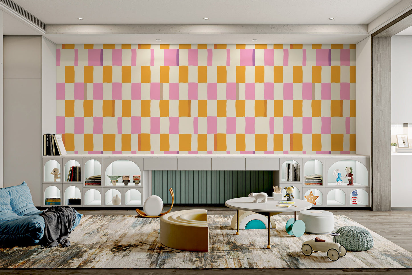 Chic colorful checkered wallpaper for playful spaces