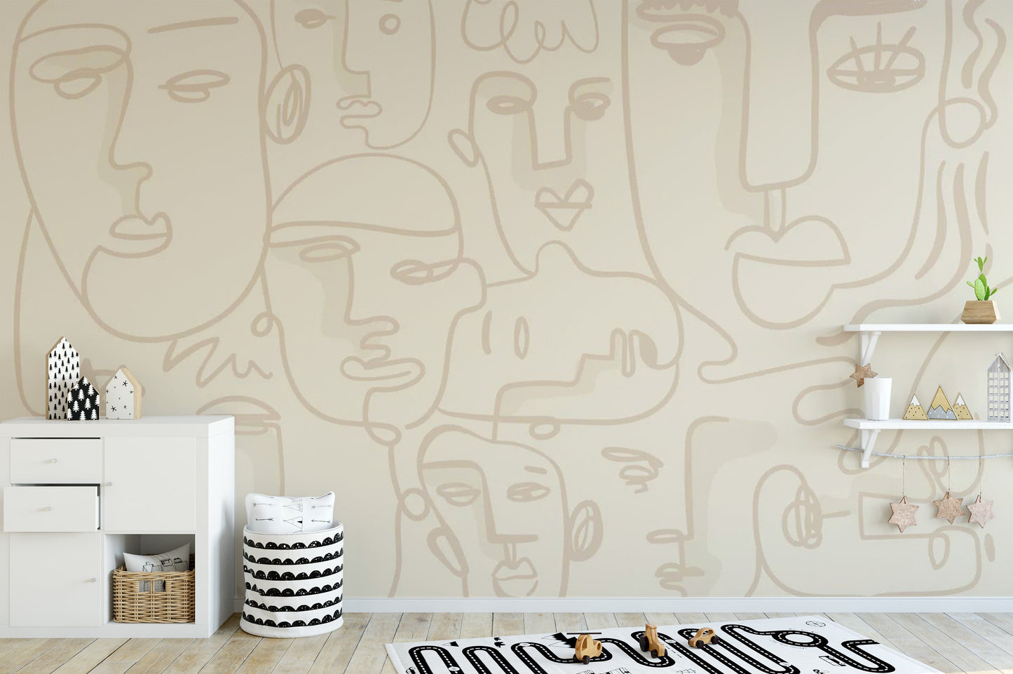 Human Face Line Wallpaper Mural - Giffywalls