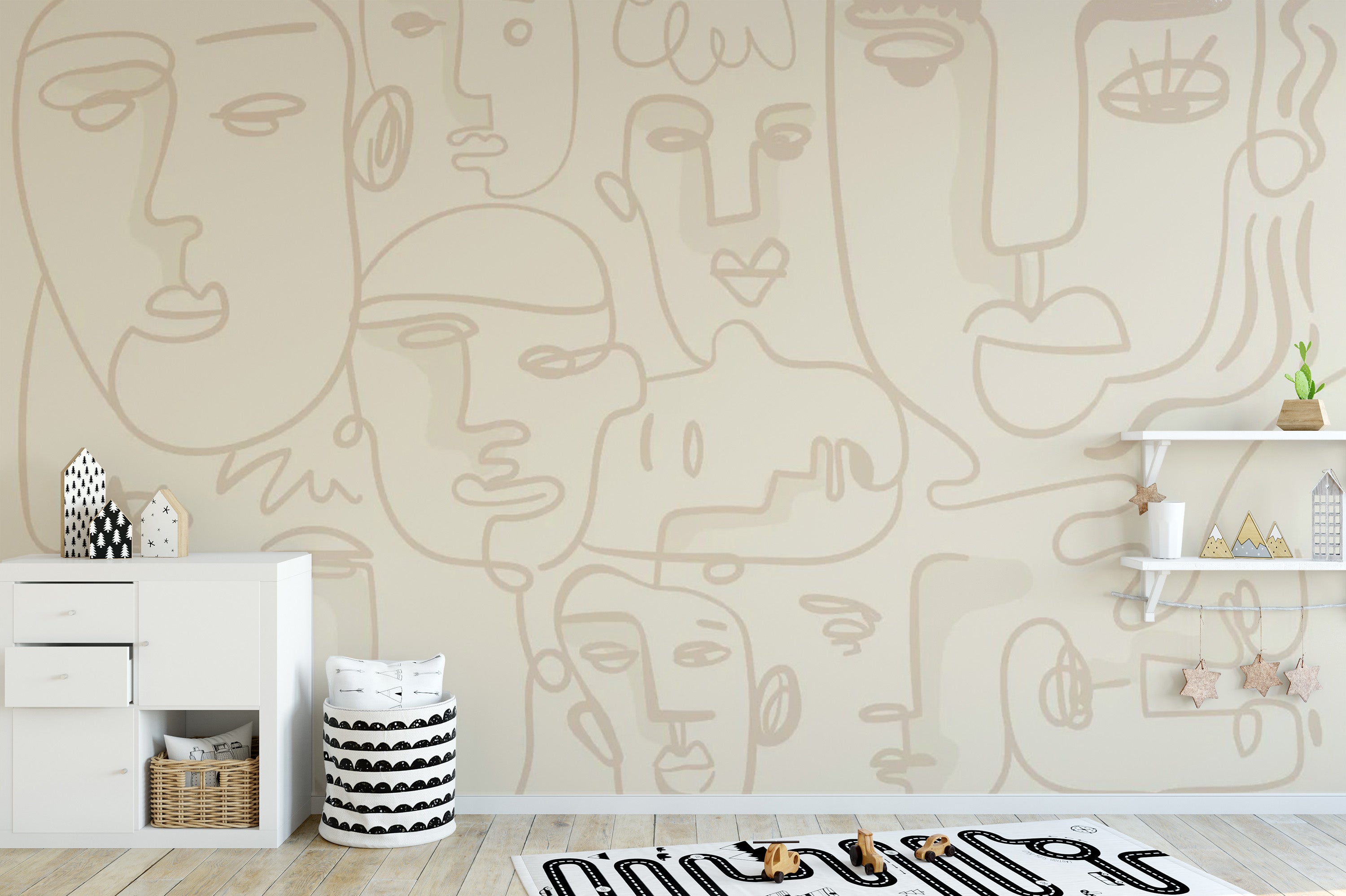 Human Face Line Wallpaper Mural - Giffywalls