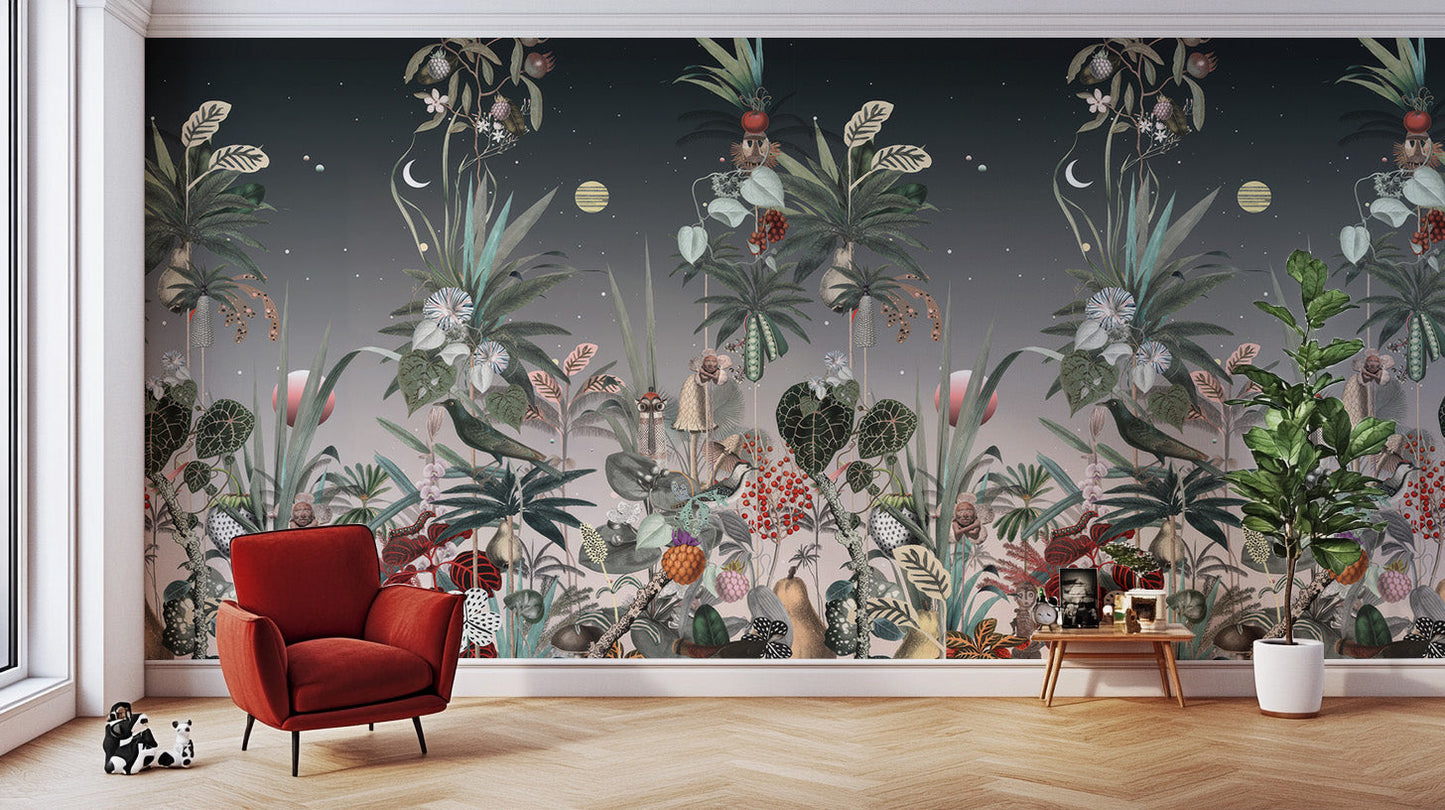 Midnight Botanic Wall Mural - Giffywalls