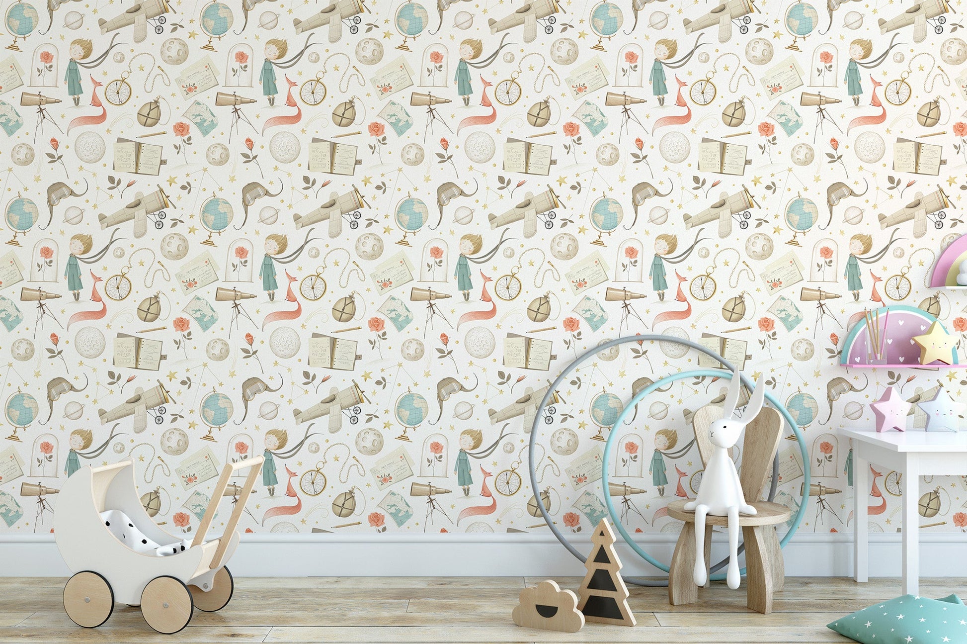 Whimsical explorer wallpaper for kids