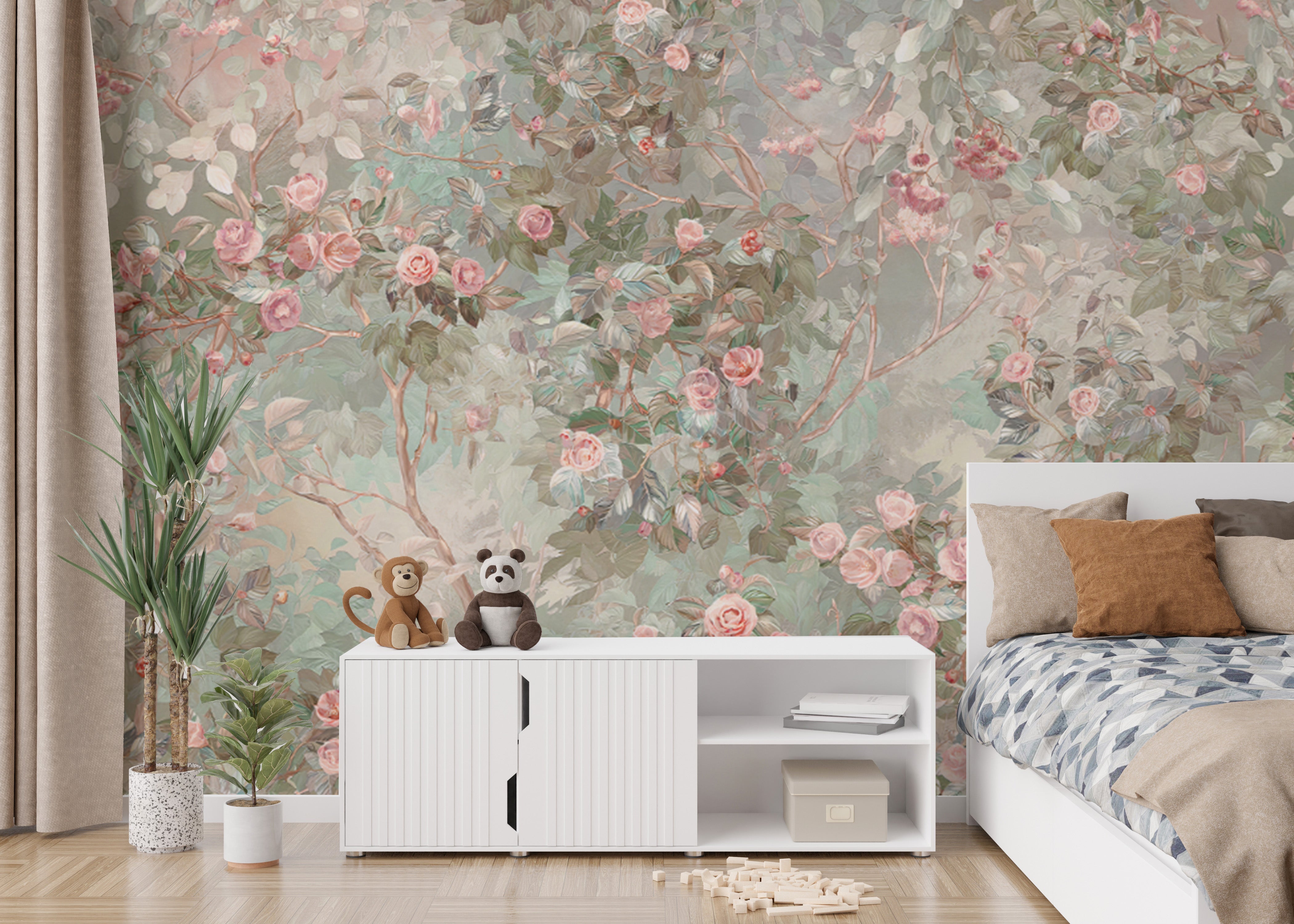 Sophisticated Floral and Tree Wall Design
