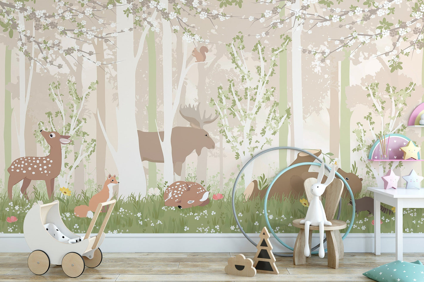 Kids Woodland Friends Wall Mural - Giffywalls