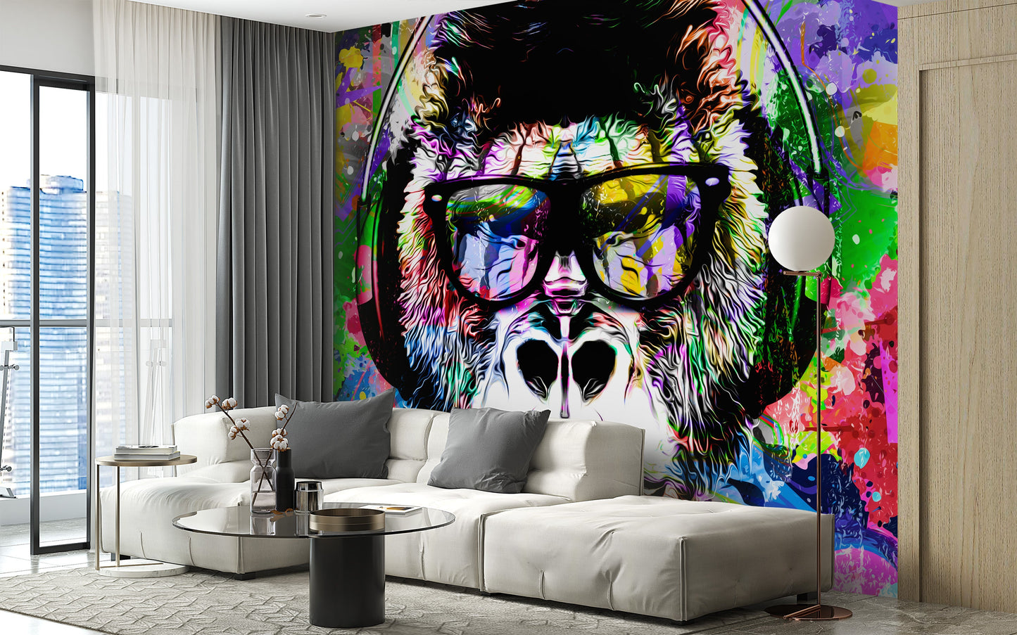 Colorful Monkey Graffiti Wallpaper Mural - Giffywalls