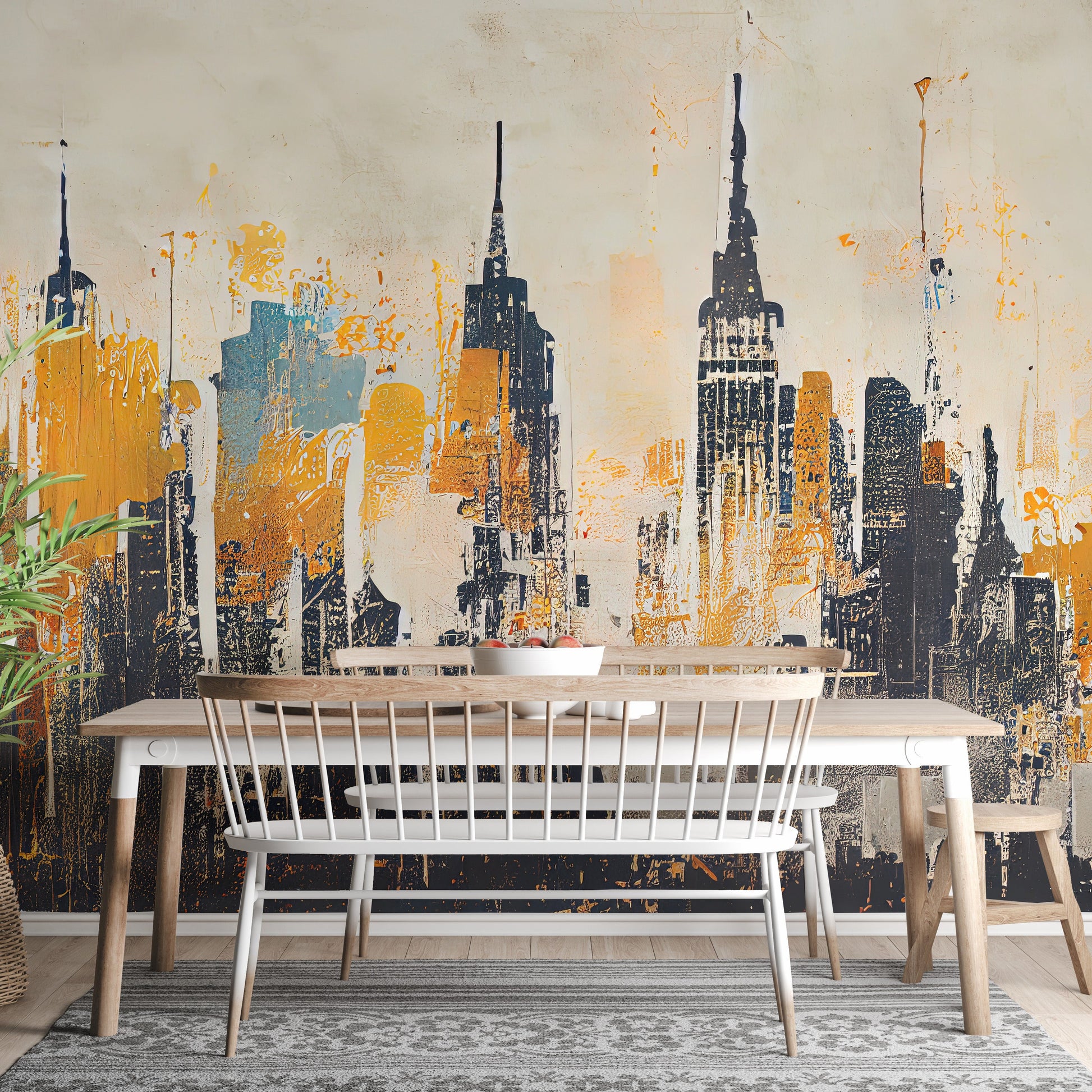 Urban Skyline Abstract Wall Mural - Giffywalls