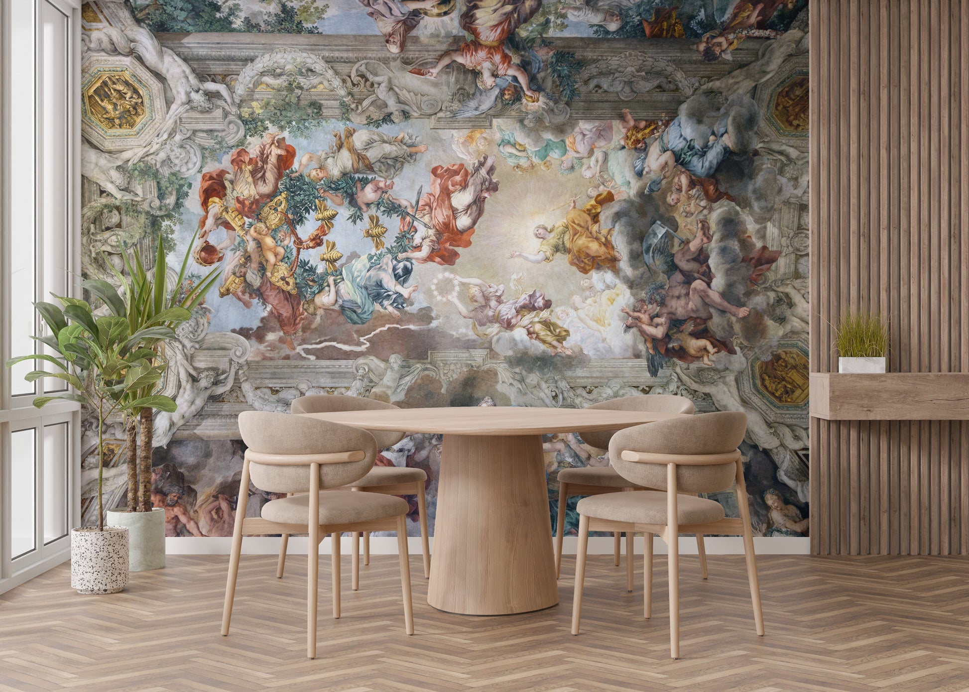 Elegant fresco mural wallpaper for homes