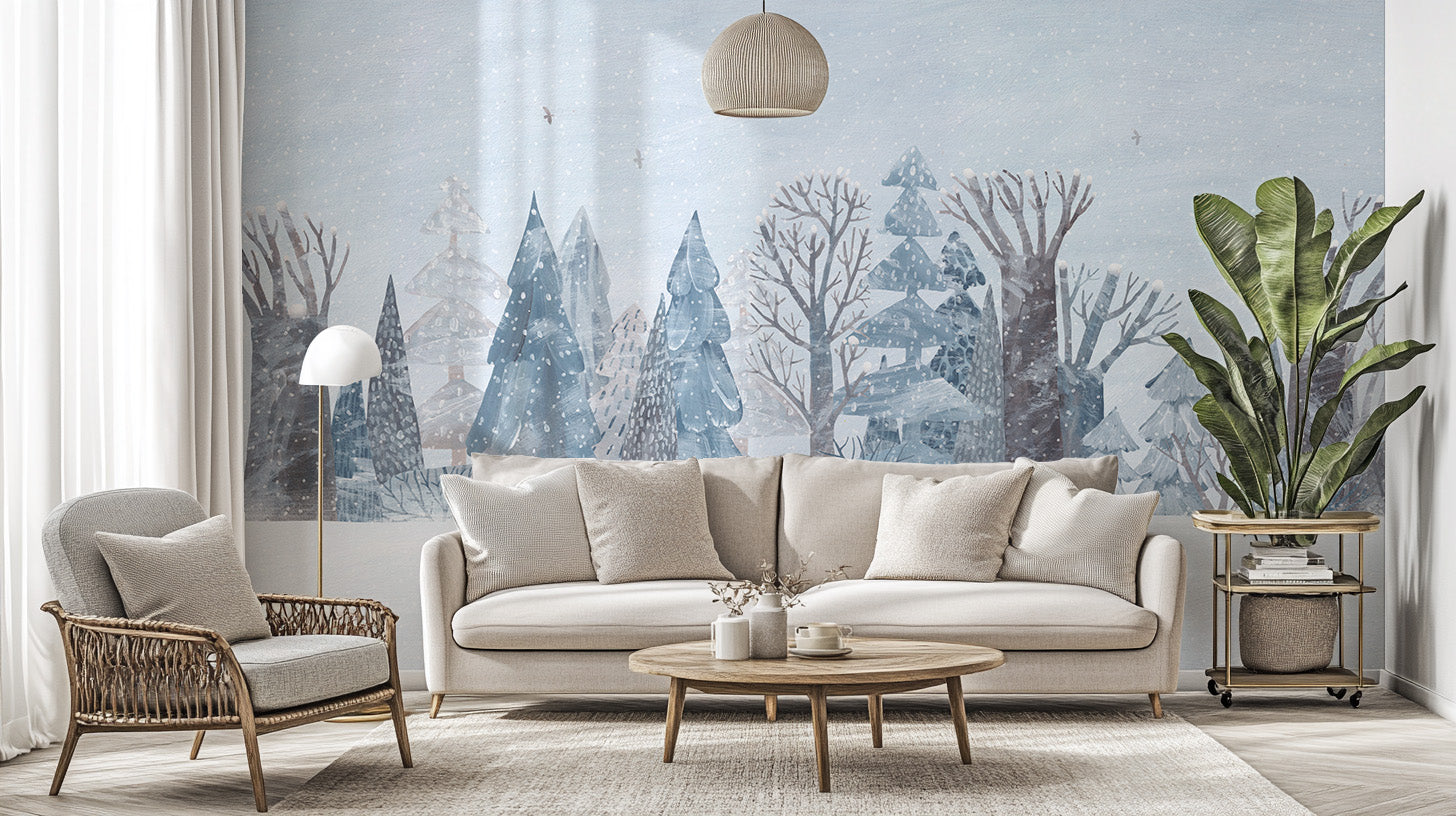 Winter Wonderland Forest Wall Mural - Giffywalls