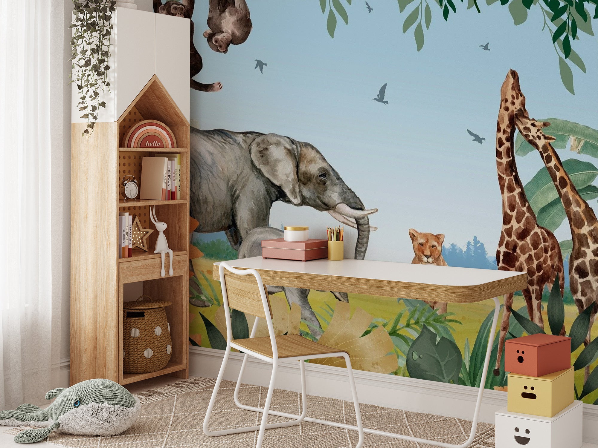 African Safari Jungle Animals Wallpaper Mural - Giffywalls