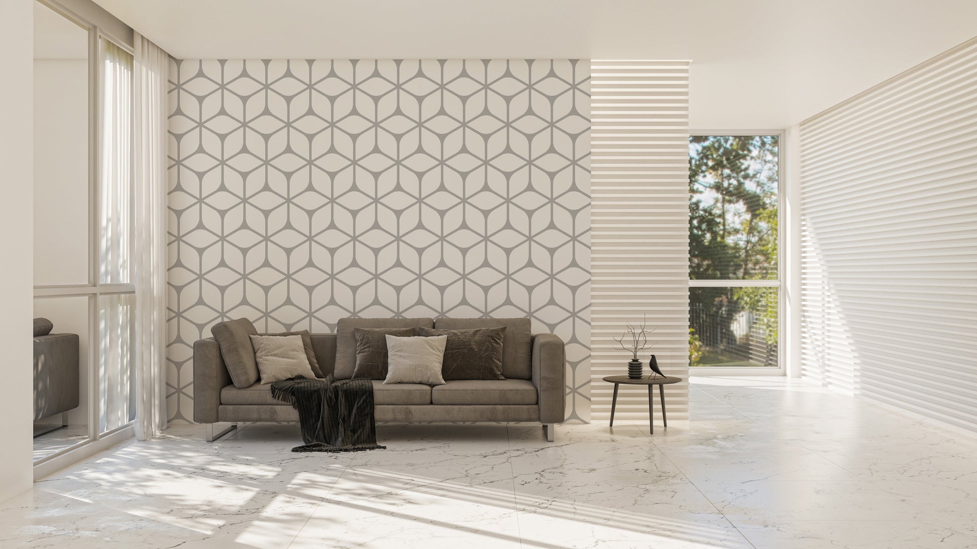 Art deco-inspired geometric wall mural
