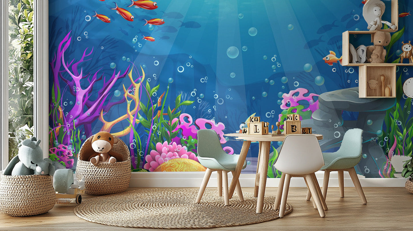 Blue Underwater Corel Reef Wallpaper Murals - Giffywalls