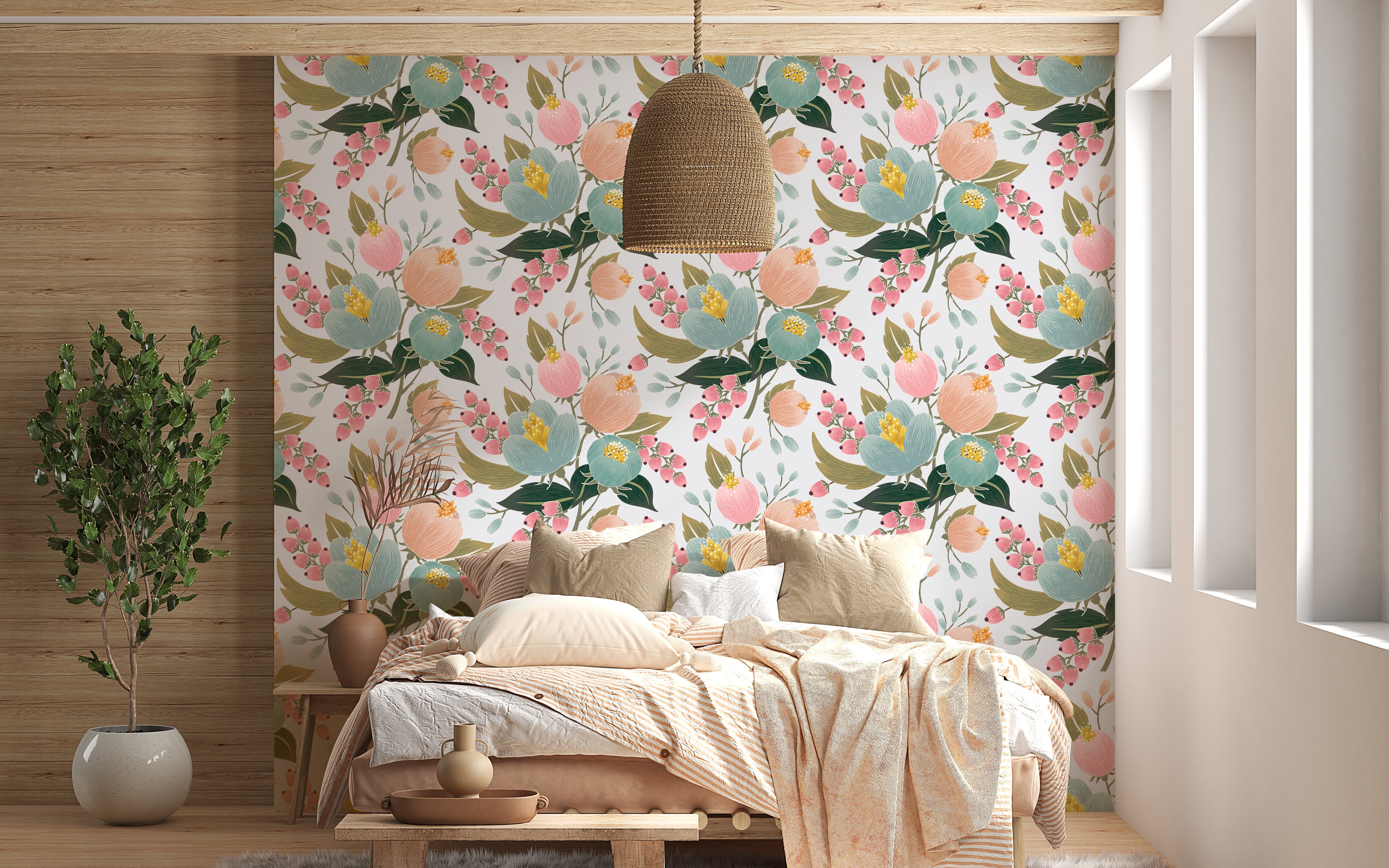 Pastel flower mural with a fresh look