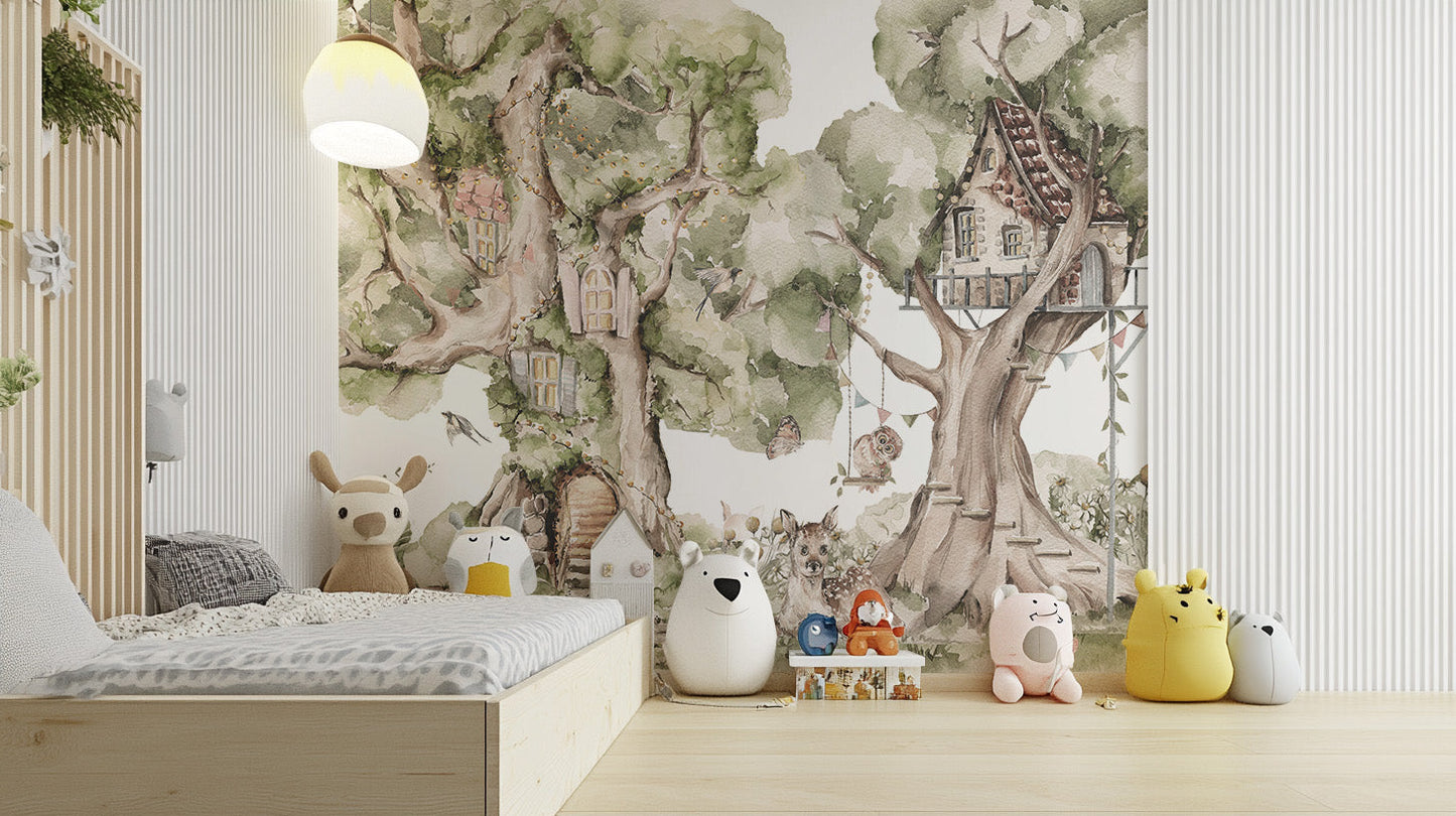 Critter Cottage Wall Mural - Giffywalls