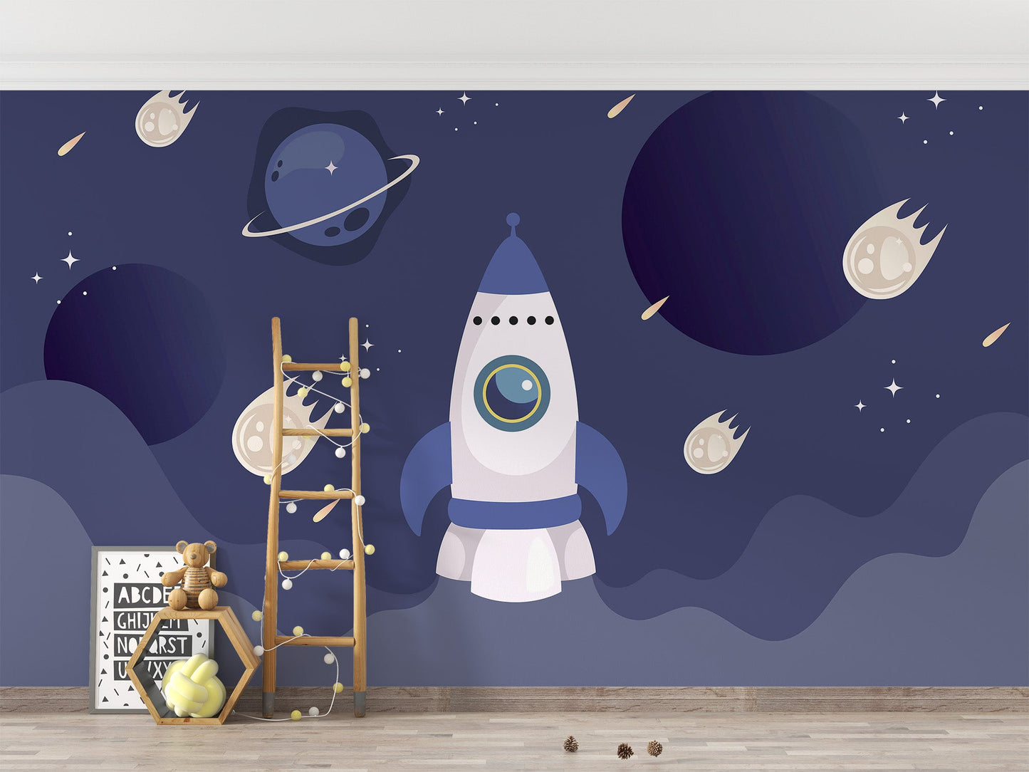 Kids Spaceship Wallpaper Mural - Giffywalls