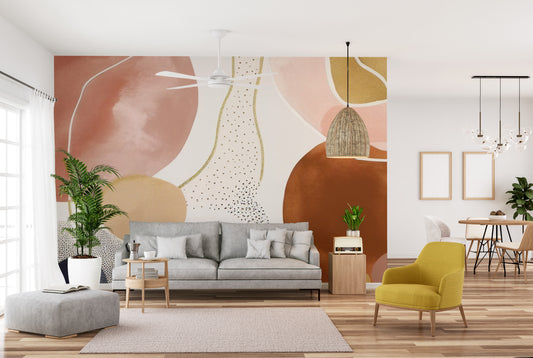 Abstract Gold and Pink Artistic Wall Mural