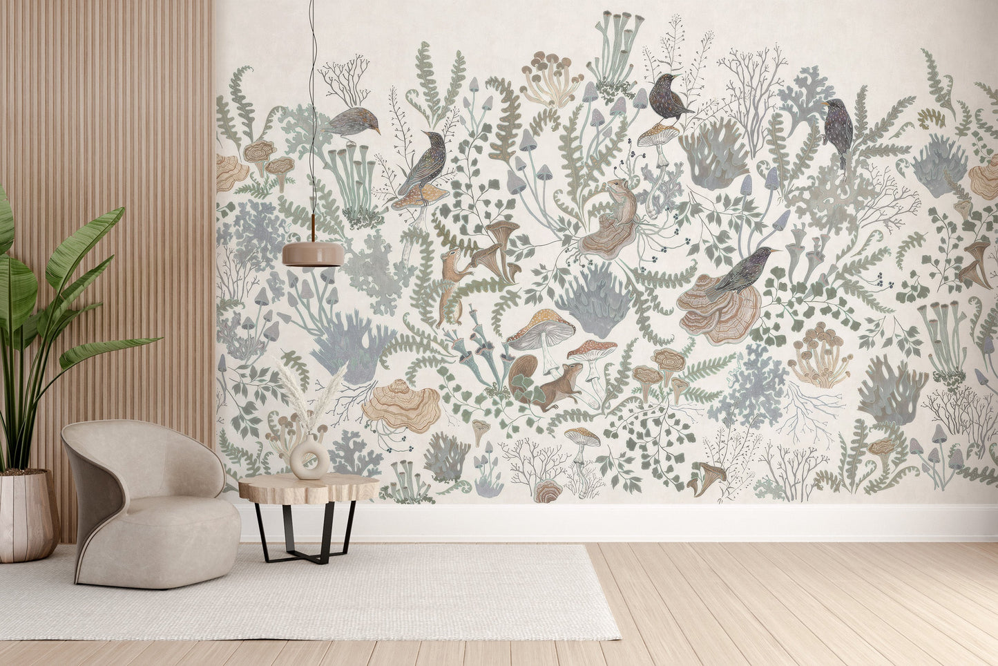 Elegant woodland harmony fresco mural for rooms