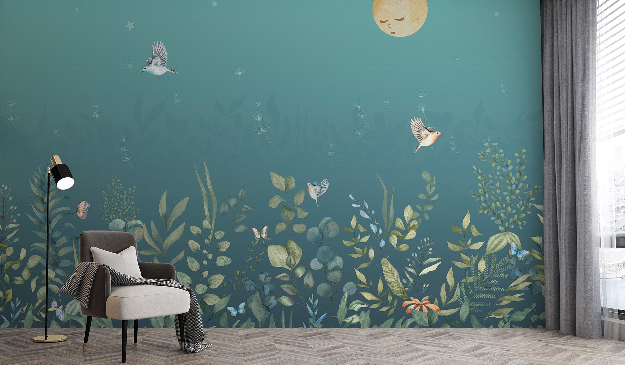 Elegant butterfly wall mural for a serene living space