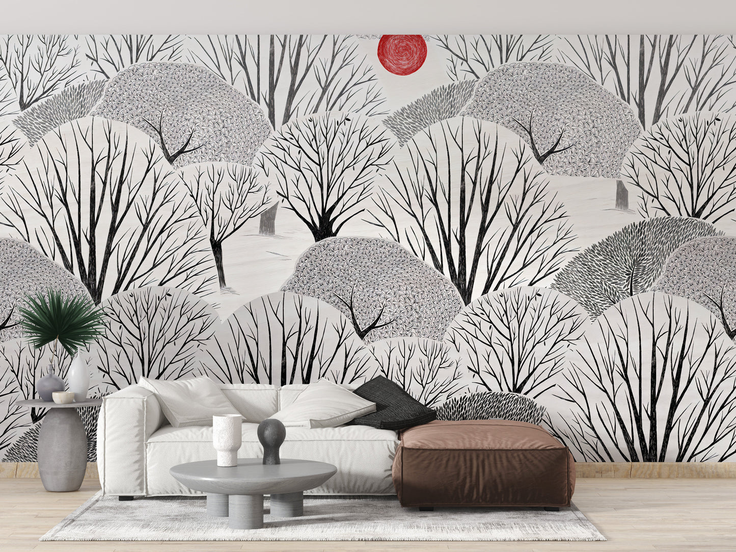 Artistic Black & White Trees Wallpaper Mural - Giffywalls