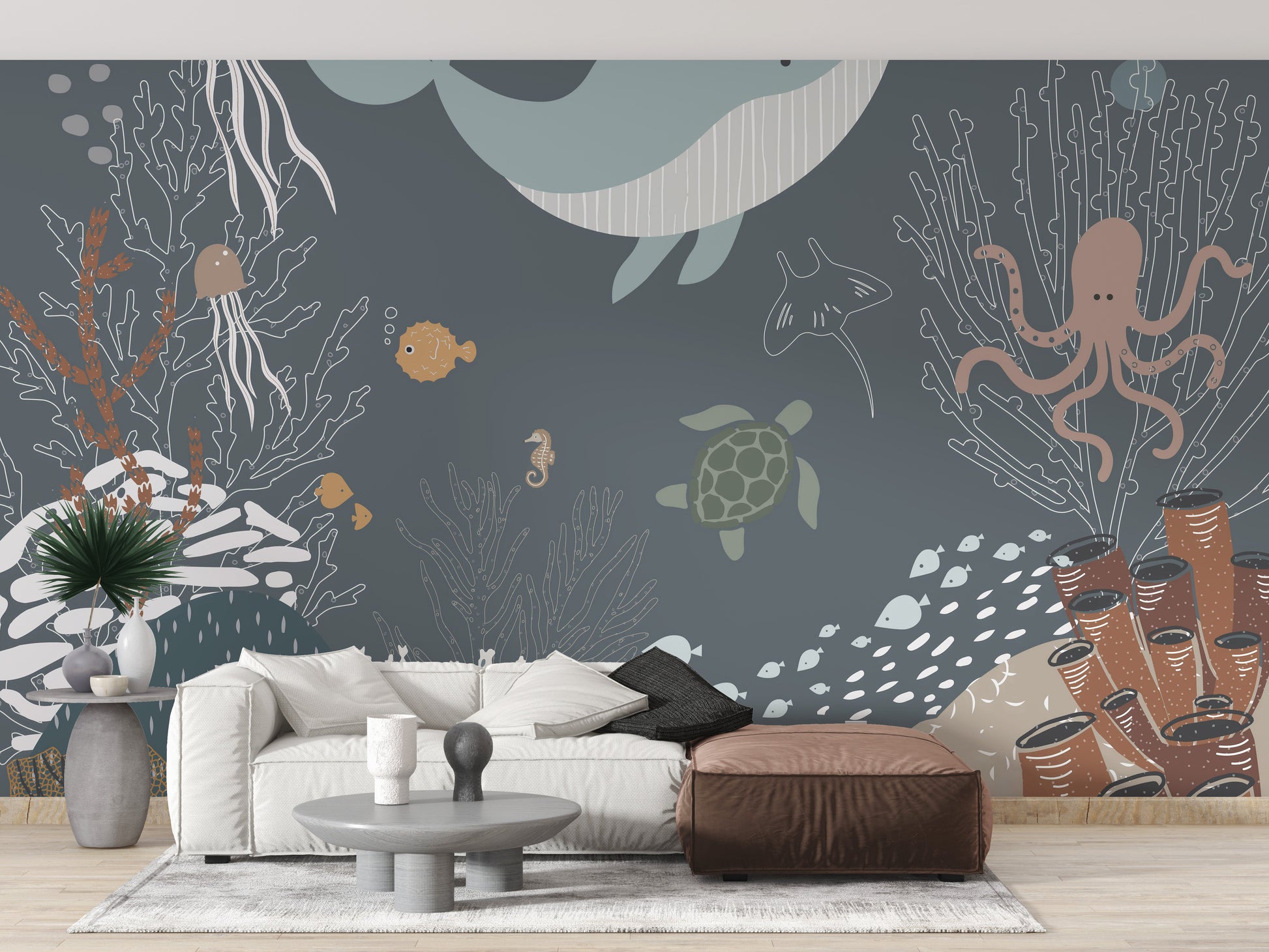 Scenic underwater animated wallpaper mural
