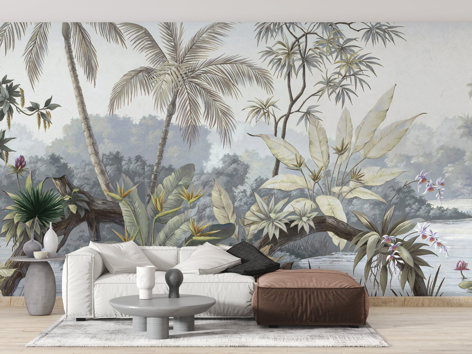 Tropical Trees Textured Wallpaper Murals - Giffywalls