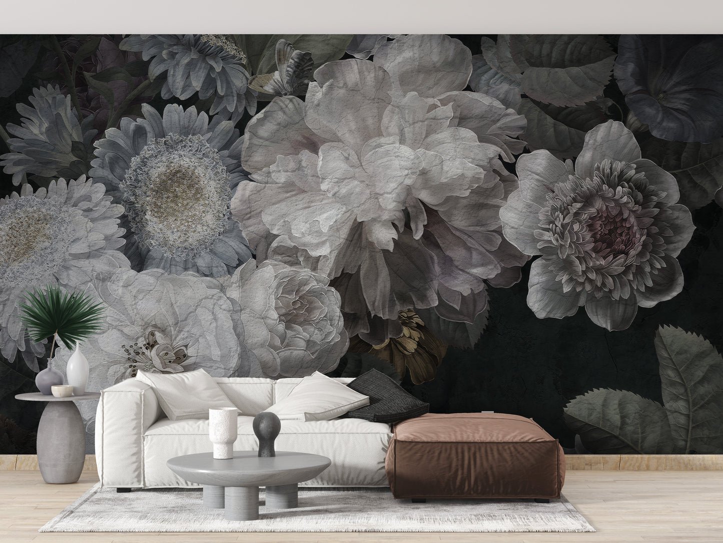 White Color Wild Flowers Wallpaper Murals - Giffywalls