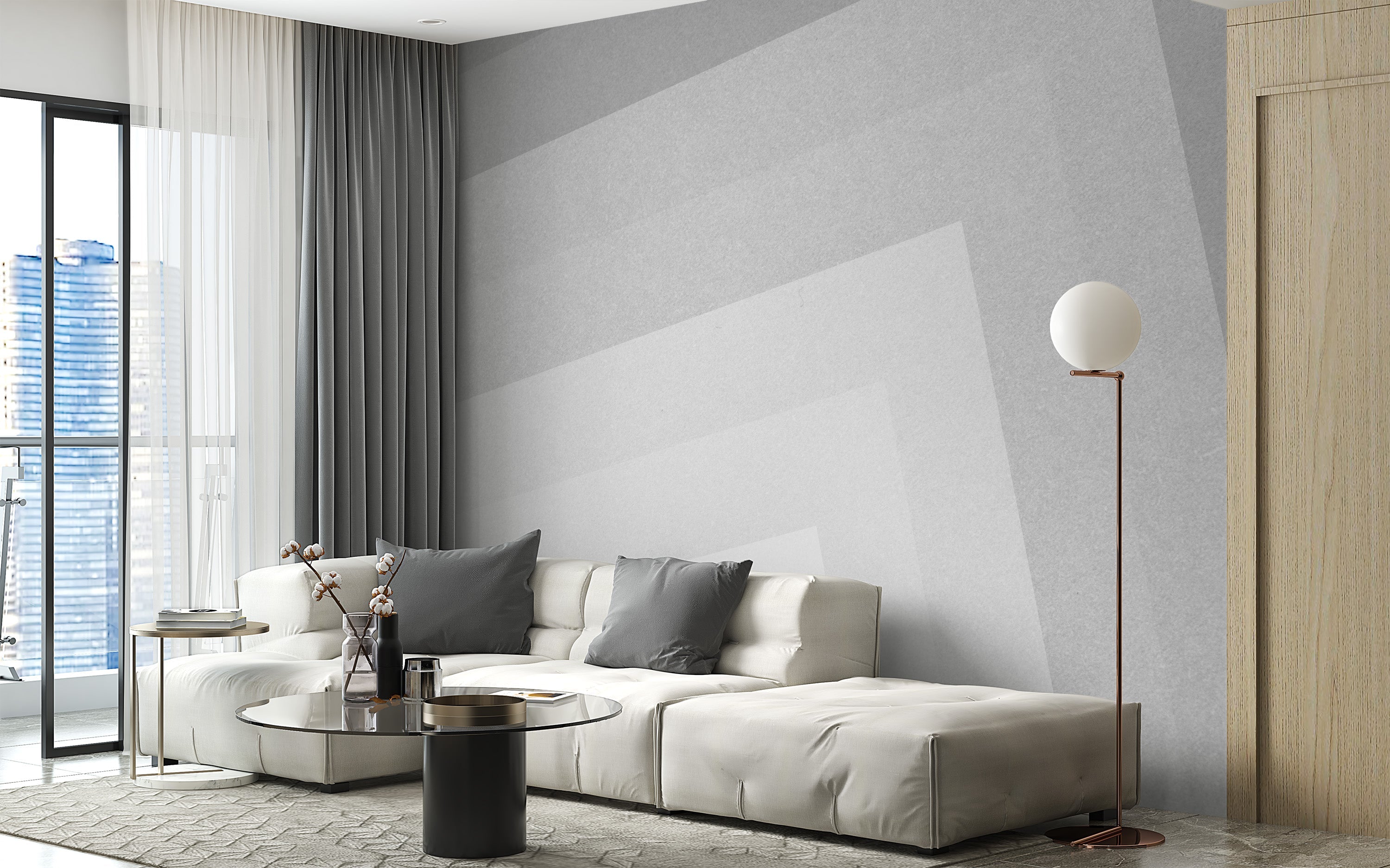 Elegant gray gradient wallpaper mural
