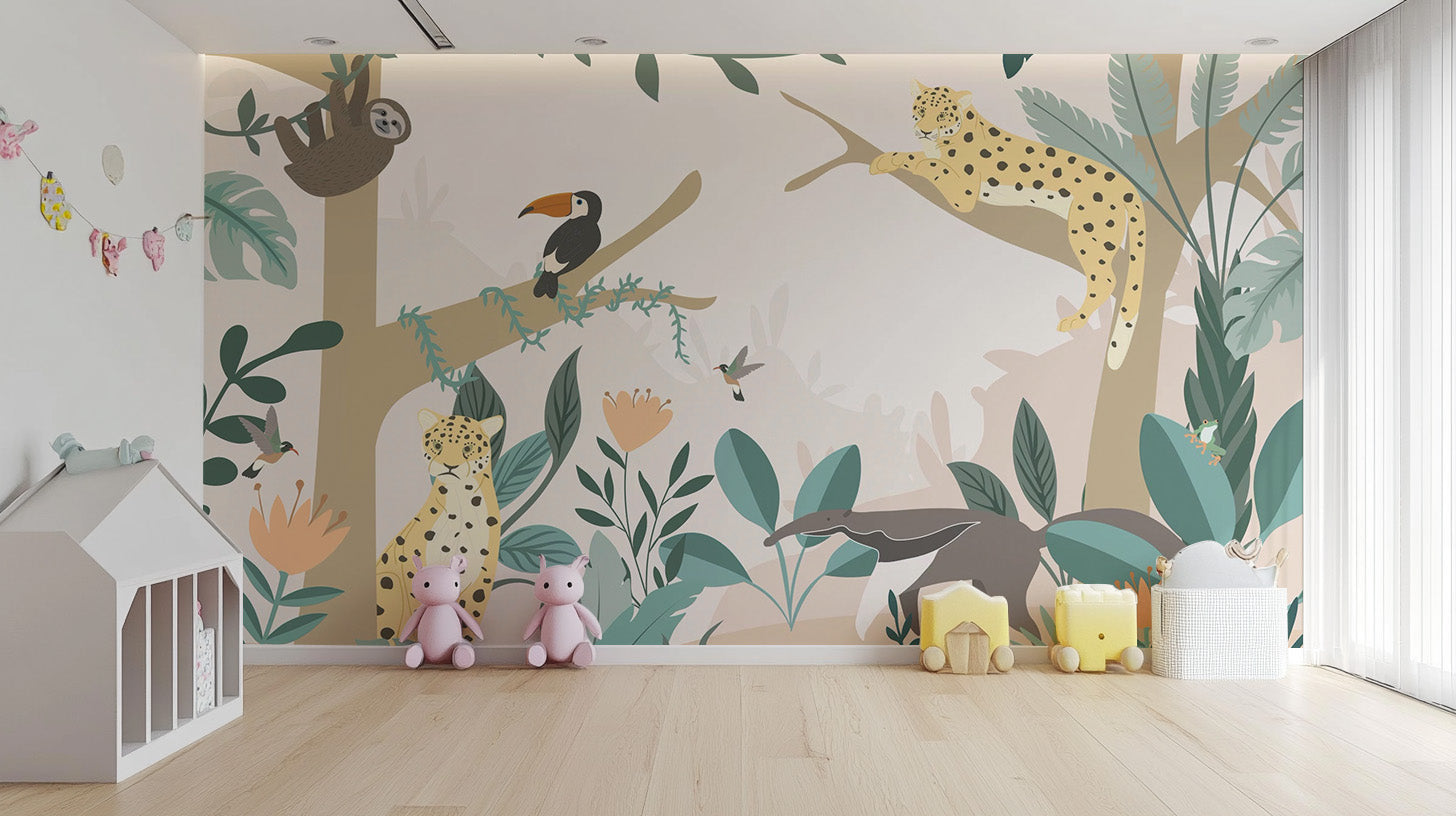 Kids Jungle Animal Wallpaper Mural - Giffywalls