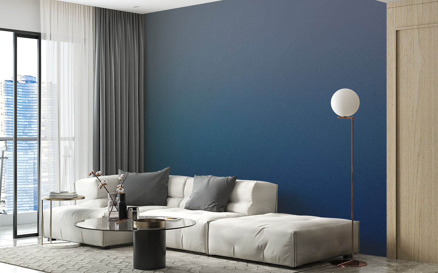 Deep Blue Ombre Textured Wall Mural - Giffywalls