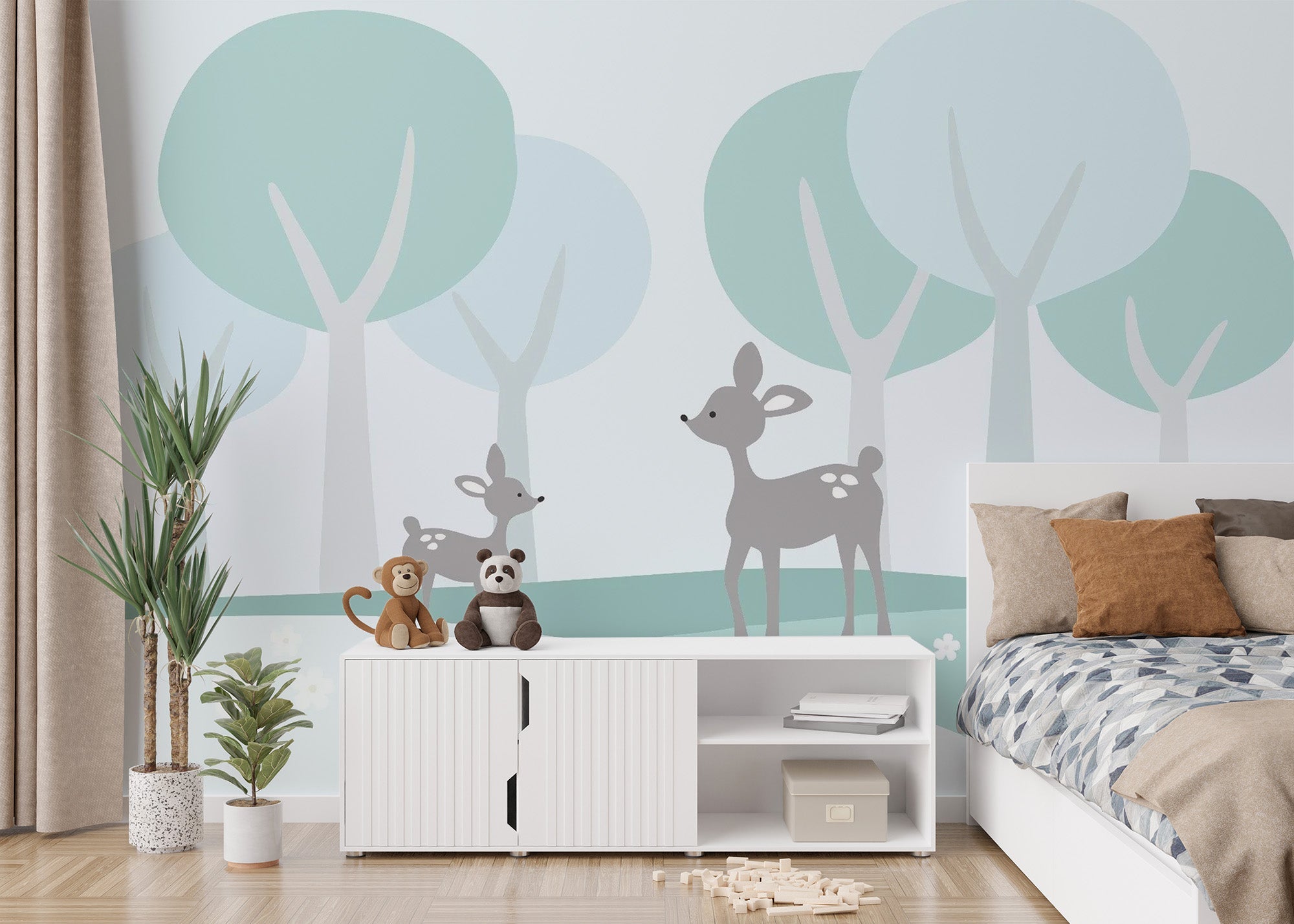 Nursery Area Fawn in Forest Wallpaper Mural - Giffywalls