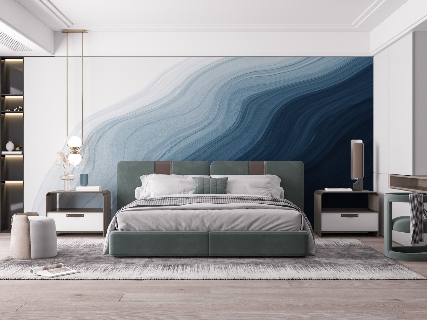 Fluid Blue Gradient Watercolor Wall Mural - Giffywalls