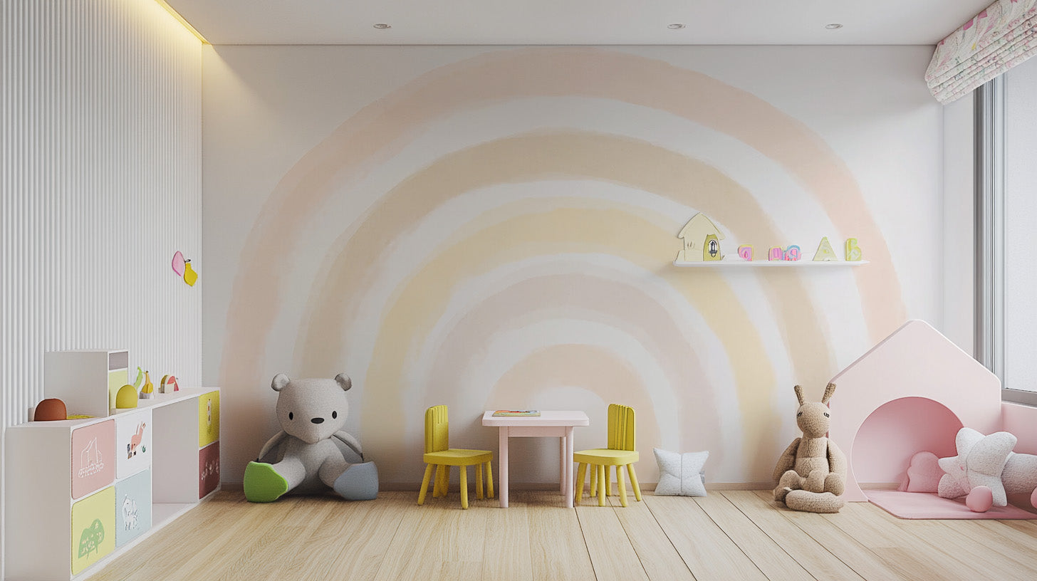 Sunrise Arc Wall Mural creates a playful vibe in kids rooms