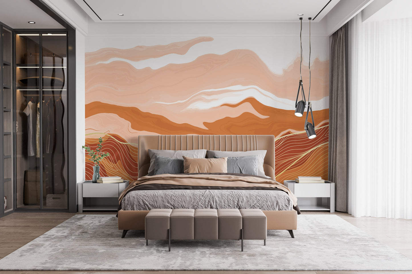 Orange Wavy Marble Wallpaper Murals - Giffywalls