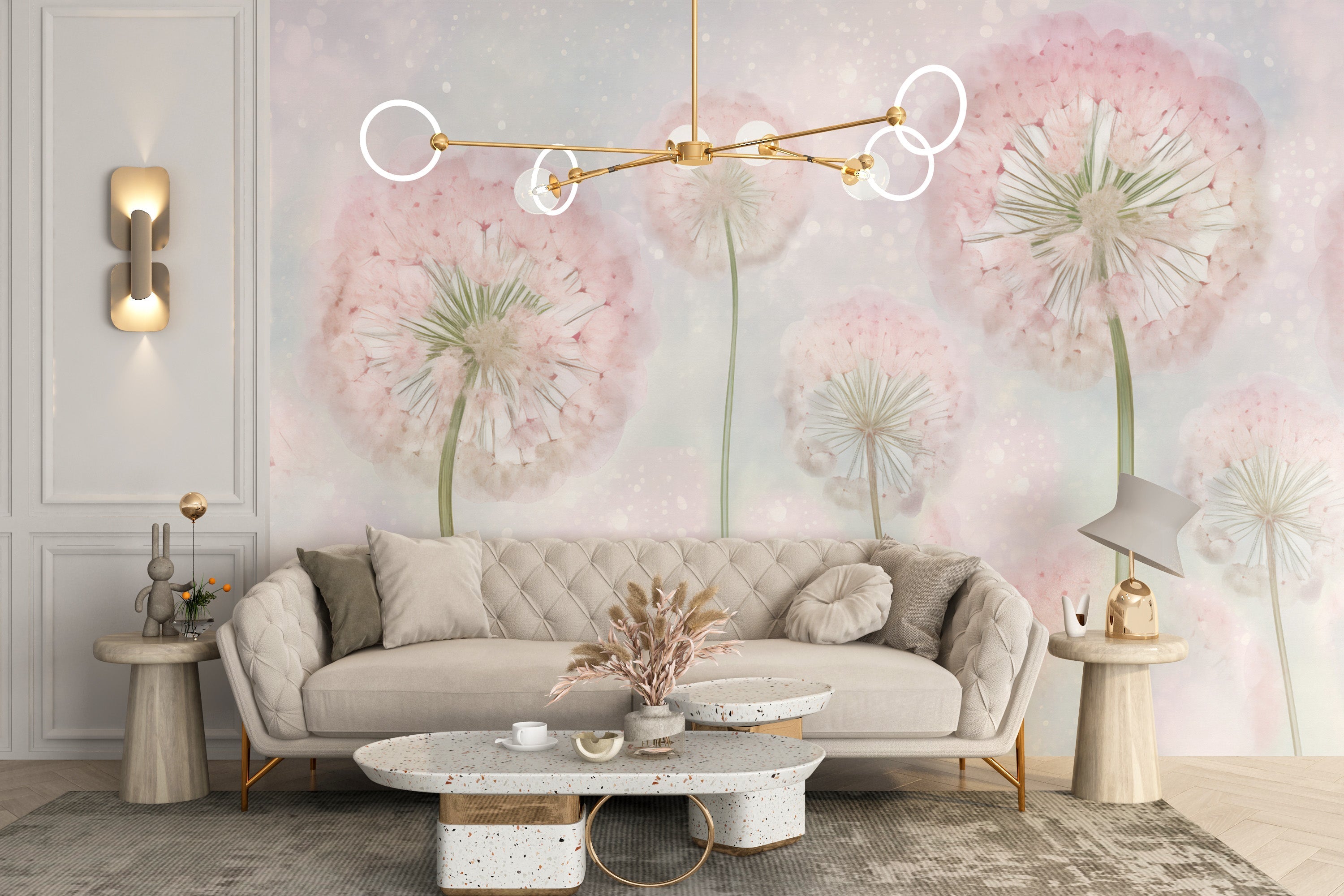 Pink Color Dandelion Seeds Wallpaper Murals - Giffywalls