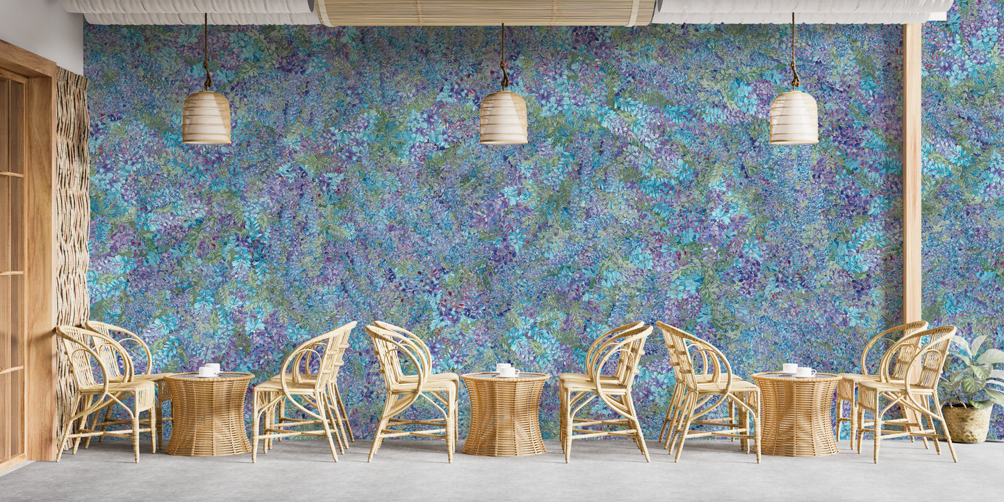 Wisteria Purple and Green Leaves Wallpaper Murals - Giffywalls