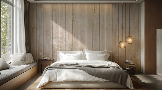 Beige Wood Panel Wallpaper Mural