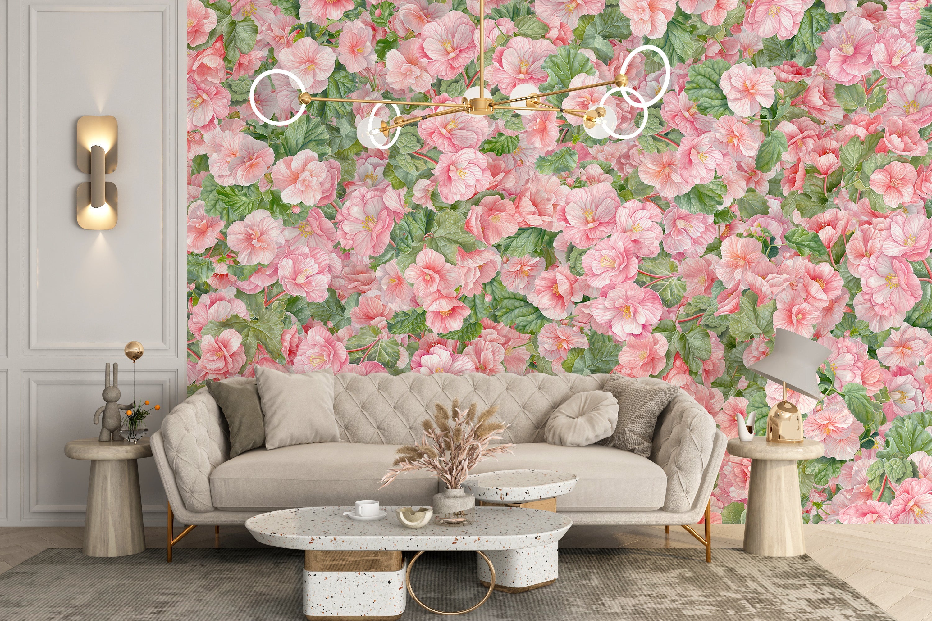 Pink Begonia Flower Wallpaper Murals - Giffywalls